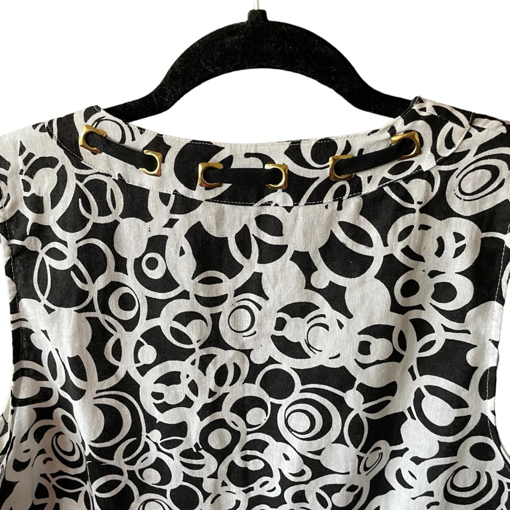 St TROPEZ West ~Women’s Linen Blend Tank Top Black and White Print Size Large - Picture 7 of 7